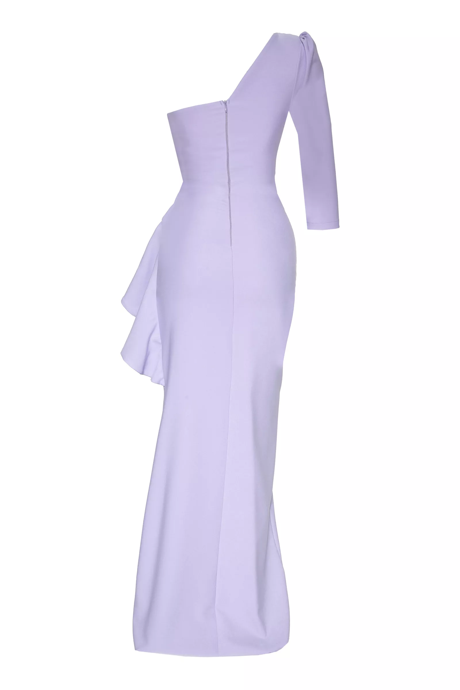 Lilac Crepe One Arm Maxi Dress