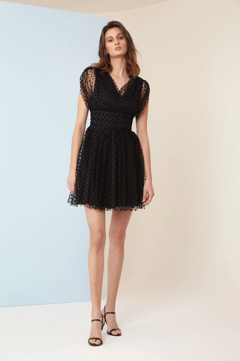 Black Tulle Sleeveless Mini Dress